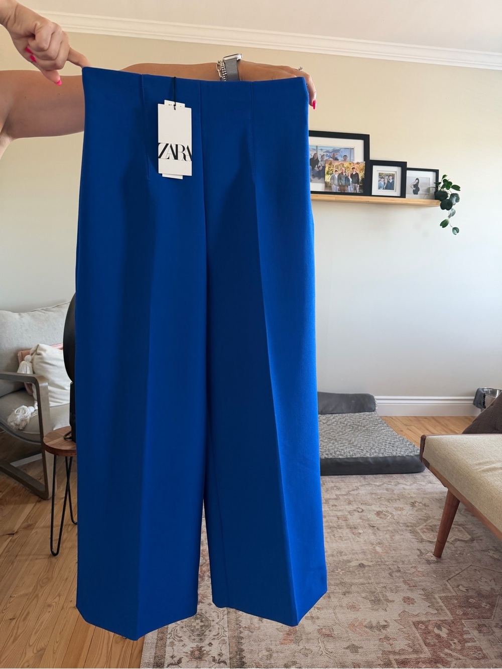 Zara Bold Cobalt Wide-Leg Cropped Trousers